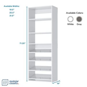 Modular Closets Half Shoe Rack Shelf Tower Closet Kit (31.5" Wide, White)