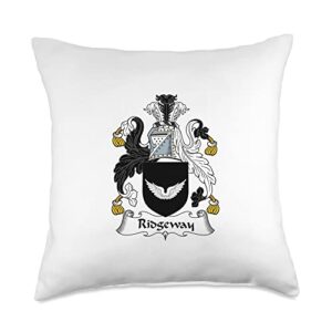 family crest and coat of arms clothes and gifts ridgeway coat of arms-family crest throw pillow, 18x18, multicolor