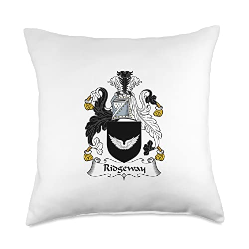 Family Crest and Coat of Arms clothes and gifts Ridgeway Coat of Arms-Family Crest Throw Pillow, 18x18, Multicolor