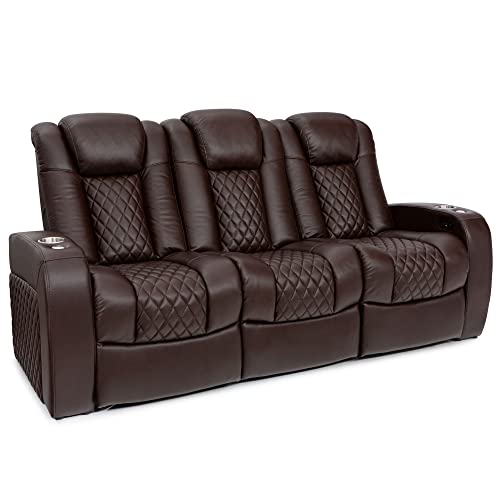 Seatcraft Aeris Sofa, Leather Gel, Powered Headrest, Power Recline, Fold-Down Table w/USB, Power, Brown