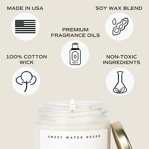 Sweet Water Decor Apple Cider Soy Candle | Mulled Cider, Orange, Lemon, Cinnamon, and Maple Fall Scented Candle for Home | 9oz Clear Jar Candle, 40 Hour Burn Time, Made in the USA