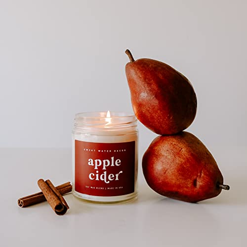 Sweet Water Decor Apple Cider Soy Candle | Mulled Cider, Orange, Lemon, Cinnamon, and Maple Fall Scented Candle for Home | 9oz Clear Jar Candle, 40 Hour Burn Time, Made in the USA