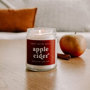 Sweet Water Decor Apple Cider Soy Candle | Mulled Cider, Orange, Lemon, Cinnamon, and Maple Fall Scented Candle for Home | 9oz Clear Jar Candle, 40 Hour Burn Time, Made in the USA