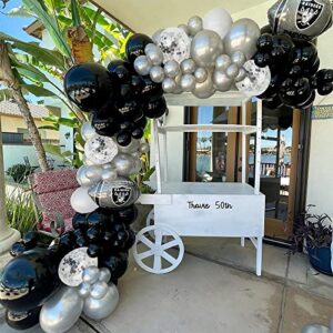 NISOCY Black Silver White Confetti Balloons Arch Kit, 120 PCS 12in 10in 5in Latex Balloons Garland Arches Kit for Birthday, Wedding, Anniversary, Celebrations Party Decoration