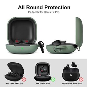 Beats Fit Pro Case Cover, AIRSPO Soft Silicone Case for Beats Fit Pro 2021 Shockproof Beats Fit Pro Earbuds Case Covers with Keychain (Cactus Green)