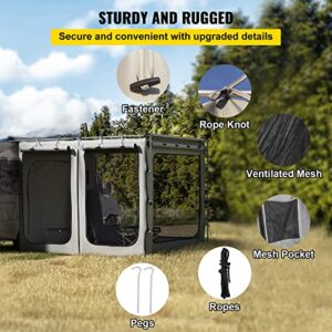 VEVOR Car Awning Room Accessory, Fit 8.2' x 8.2', 300D Oxford Car Awning Camping Tent with PVC Floor, Heavy Duty Extend Shelter for Car Awning SUV Tent Camper Van Overland Gear, Grey, Room Only