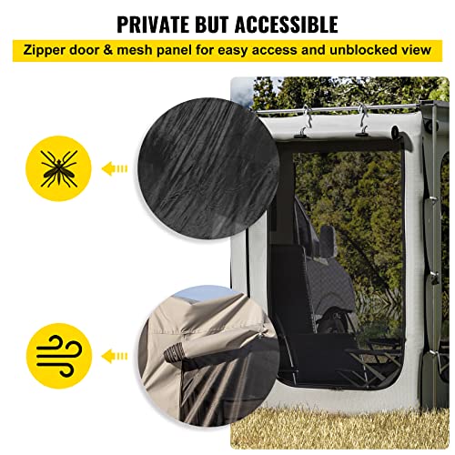 VEVOR Car Awning Room Accessory, Fit 8.2' x 8.2', 300D Oxford Car Awning Camping Tent with PVC Floor, Heavy Duty Extend Shelter for Car Awning SUV Tent Camper Van Overland Gear, Grey, Room Only