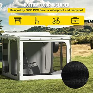 VEVOR Car Awning Room Accessory, Fit 8.2' x 8.2', 300D Oxford Car Awning Camping Tent with PVC Floor, Heavy Duty Extend Shelter for Car Awning SUV Tent Camper Van Overland Gear, Grey, Room Only