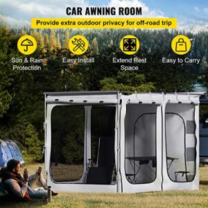 VEVOR Car Awning Room Accessory, Fit 8.2' x 8.2', 300D Oxford Car Awning Camping Tent with PVC Floor, Heavy Duty Extend Shelter for Car Awning SUV Tent Camper Van Overland Gear, Grey, Room Only