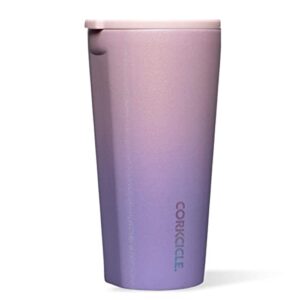 corkcicle travel tumbler, insulated water bottle with lid, spill proof for wine, coffee, tea, and hot cocoa, ombre fairy, 16 oz, 1 count (pack of 1)