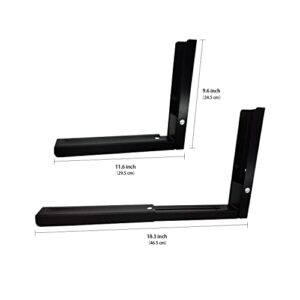 BQKKWIN Microwave Bracket Wall Mount, Foldable Kitchen Stretch Microwave Oven Stand Shelf Rack Load 100 lb, (Black)