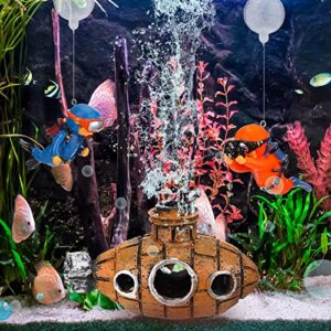 3 Pcs Floating Fish Tank Decorations Aquarium Air Pump Decorations Include Hanging Lovely Diver for Aquarium and Retro Old Submarine Wreck Ornament Artificial Resin Accessories for Fish Tanks Pool