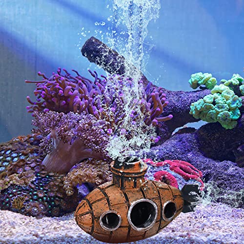 3 Pcs Floating Fish Tank Decorations Aquarium Air Pump Decorations Include Hanging Lovely Diver for Aquarium and Retro Old Submarine Wreck Ornament Artificial Resin Accessories for Fish Tanks Pool