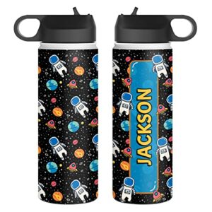 wowcugi personalized astronaut water bottle insulated stainless steel sport bottles 12oz 18oz 32oz travel cups gifts for astronomy science lovers kids birthday christmas back to school presents idea
