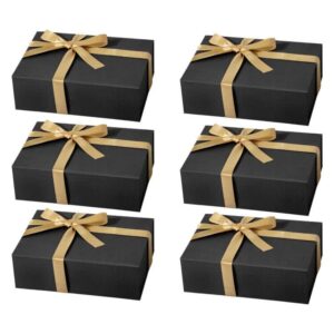sennaux gift box 6pack 11*8*3.5 inches gift boxs with lid magnetic closure packaging box decorative box with ribbon for christmas, mother's day, father's day, birthdays, bridal gifts, weddings (6pack-11''*8''*3.5'', black)