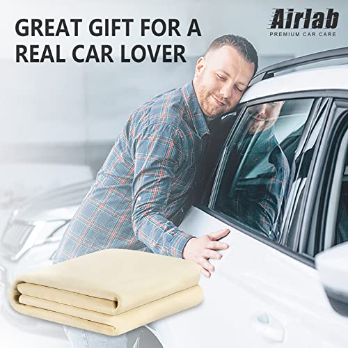 Chamois Cloth for Car 20'' x 27.6'' (3.7 sq ft) Shammy Towel Car Wash Drying Towel Absorbent Real Leather Lint Free Streak Free Cleaning Cloth