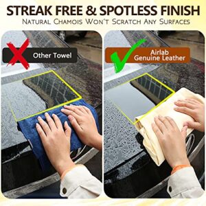 Chamois Cloth for Car 20'' x 27.6'' (3.7 sq ft) Shammy Towel Car Wash Drying Towel Absorbent Real Leather Lint Free Streak Free Cleaning Cloth