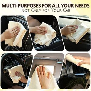 Chamois Cloth for Car 20'' x 27.6'' (3.7 sq ft) Shammy Towel Car Wash Drying Towel Absorbent Real Leather Lint Free Streak Free Cleaning Cloth