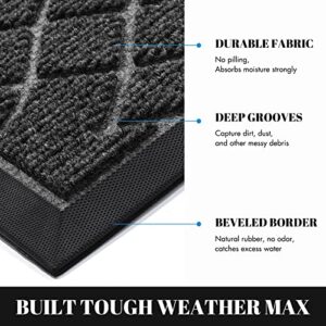 Yimobra Durable Front Door Mats, Heavy Duty Water Absorbent Mud Resistant Easy Clean Entry Outdoor Indoor Rugs,Non Slip Backing, Exterior Mats for Outside Patio Porch Farmhouse, 29.5 x 17, Black