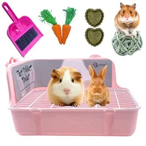 kathson guinea pig litter box,bunny potty training,plastic square small animal toilet,for hamster chinchilla ferret hedgehog gerbil (pink)