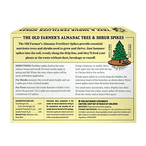 The Old Farmer's Almanac Tree & Shrub Fertilizer Spikes (Box of 12 Spikes - 3 Lbs)