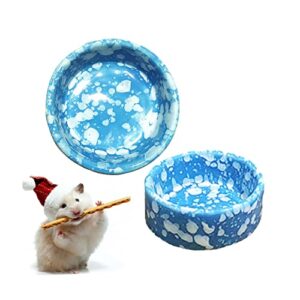 kathson 2 pcs hamster food bowl guinea pig ceramic water bowl small animal feeding dish for dwarf hamster gerbil syrian ferret hedgehog chinchilla bunny (blue)…