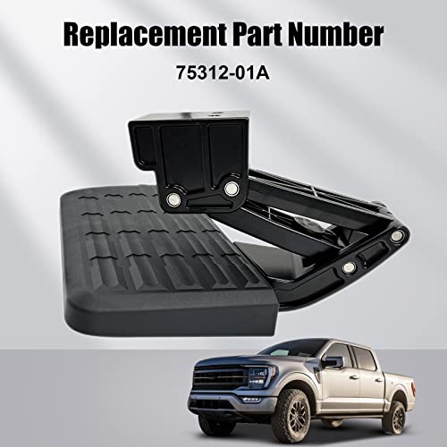 75312-01A  7531201A Truck Bed Side Step Retractable Bumper Step for F150 Pick up Truck 2015-2020 Bumper Step Tailgate Step Truck Bed Step,Black