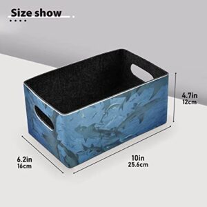 Lemon Shark Storage Basket Felt Storage Bin Collapsible Felt Storage Cloth Baskets Containers Organizer for Pet Supplies Magazine