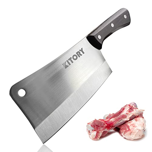 Kitory Meat Cleaver Knife 7'' Heavy Duty Meat Chopper Butcher Knife Bone Cutter Bone Chopping Knife - Full Tang 7CR17MOV High Carbon Stainless Steel - Wenge Wood Handle