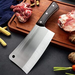 Kitory Meat Cleaver Knife 7'' Heavy Duty Meat Chopper Butcher Knife Bone Cutter Bone Chopping Knife - Full Tang 7CR17MOV High Carbon Stainless Steel - Wenge Wood Handle