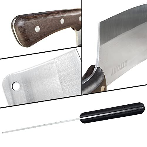 Kitory Meat Cleaver Knife 7'' Heavy Duty Meat Chopper Butcher Knife Bone Cutter Bone Chopping Knife - Full Tang 7CR17MOV High Carbon Stainless Steel - Wenge Wood Handle