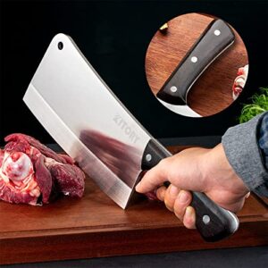 Kitory Meat Cleaver Knife 7'' Heavy Duty Meat Chopper Butcher Knife Bone Cutter Bone Chopping Knife - Full Tang 7CR17MOV High Carbon Stainless Steel - Wenge Wood Handle