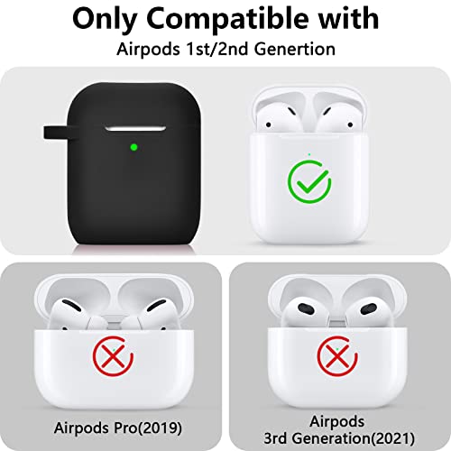 Filoto Airpod 2nd Generation Case, 2 Packs Silicone Protective Accessories Cover with Keychain for Women Men, Apple Airpods 2&1 Earbuds Wireless Charging Case (Black/Burgundy)