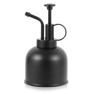 plant mister spray bottle, metal stainless steel plant sprayer mister, small watering can plant spritzer with top pump for indoor house air plants succulents outdoor garden decorative(matte black)