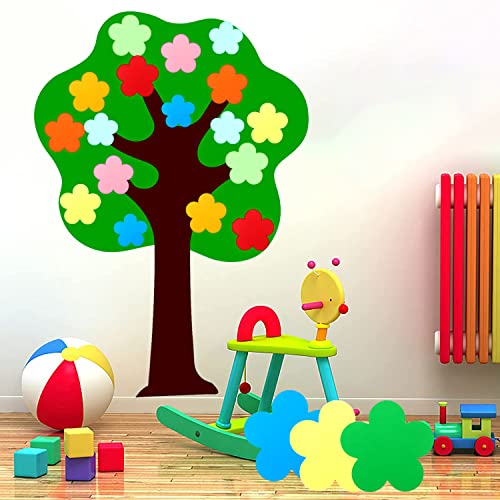 MAMUNU 72 PCS Large Flower Cutouts Paper, Assorted 9 Colors Spring Flower Cutouts Classroom Wall Bulletin Board Decoration, 6 inch Cutouts for Kids DIY Crafts Projects School Party Decorations