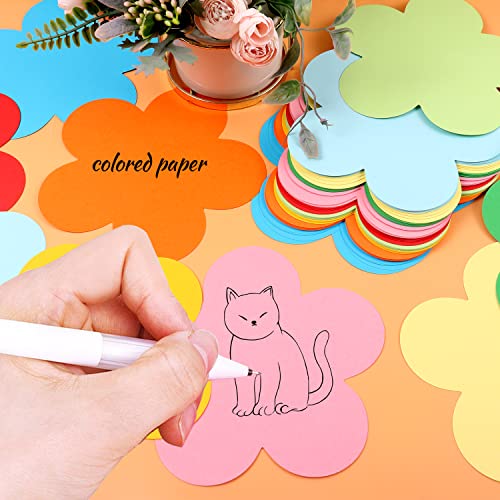 MAMUNU 72 PCS Large Flower Cutouts Paper, Assorted 9 Colors Spring Flower Cutouts Classroom Wall Bulletin Board Decoration, 6 inch Cutouts for Kids DIY Crafts Projects School Party Decorations