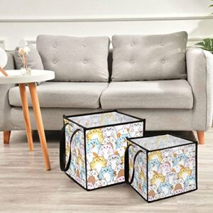 Kigai Cute Colorful Cats Cube Storage Bins,Foldable Toys Organizer Boxes Cubby Bins with Dual Handles for Nursery Home Drawer Storage Box Decorative,Closet Shelves,Hangable