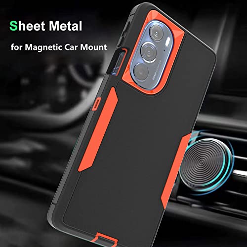 Vinve Case for Moto Edge Plus 2022 Case, [Military Grade Drop Protection] Shockproof Hybrid Rugged Bumper Protective Case for Motorola Edge+ (2022) （Black-Orange）