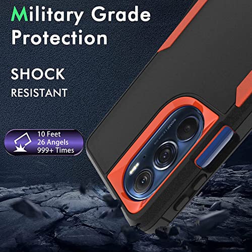 Vinve Case for Moto Edge Plus 2022 Case, [Military Grade Drop Protection] Shockproof Hybrid Rugged Bumper Protective Case for Motorola Edge+ (2022) （Black-Orange）