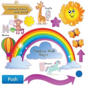 rainbow walk sensory path for school hallways – 160 extremely durable decals for floors and walls – ez peel and stick with permanent adhesive for long lasting fun.
