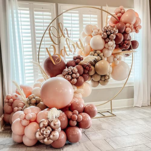 Dusty Pink Brown Balloon Garland Nude Tan Pink Rose Gold Metallic Double Stuffed Latex Party Balloons For Baby Shower Birthday Wedding Bachelorette Party Decorations