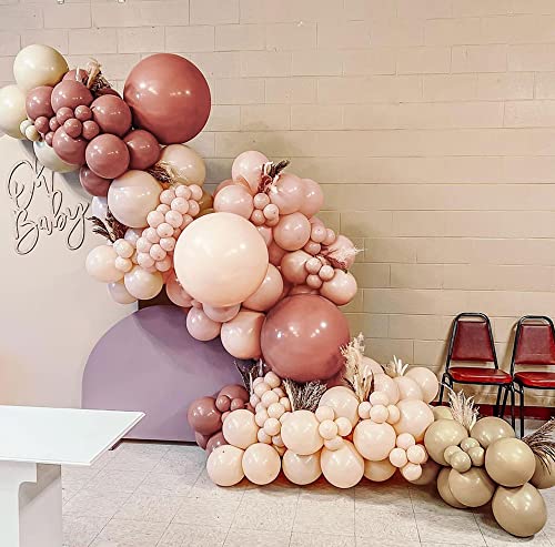 Dusty Pink Brown Balloon Garland Nude Tan Pink Rose Gold Metallic Double Stuffed Latex Party Balloons For Baby Shower Birthday Wedding Bachelorette Party Decorations