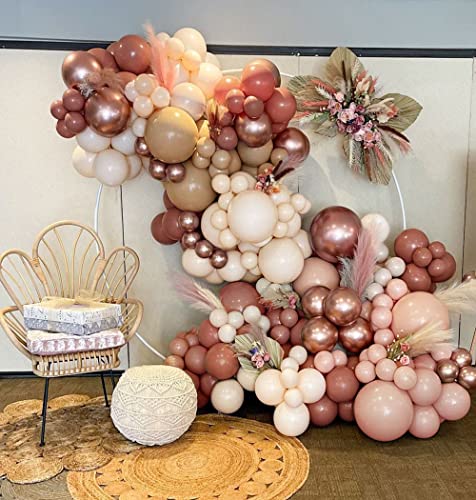 Dusty Pink Brown Balloon Garland Nude Tan Pink Rose Gold Metallic Double Stuffed Latex Party Balloons For Baby Shower Birthday Wedding Bachelorette Party Decorations