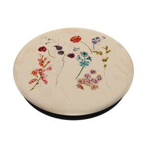 Cute Simple Wildflowers Pattern Design Floral on Beige PopSockets Swappable PopGrip