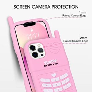 Filaco Silicon Case Fit for iPhone 13 Pro Max 6.7inch, 3D Cute Cartoon Pink Retro Cover, Kawaii Soft Shockproof Protective Phone Case for Women & Girls