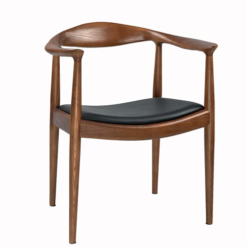 Forsho Kennedy Armchair Upholstered Dining Chair, Presidential Mid-Century Modern Accent Chair in Walnut