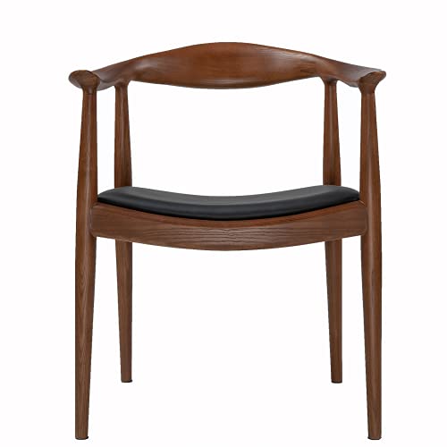 Forsho Kennedy Armchair Upholstered Dining Chair, Presidential Mid-Century Modern Accent Chair in Walnut