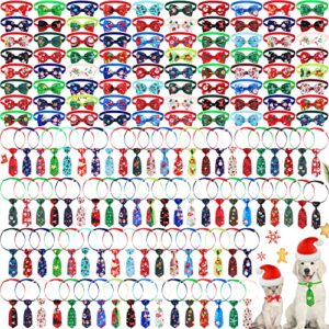 160 pieces christmas dog bow tie collar set dog cat bow ties neck ties adjustable dog bowties collar grooming accessories for christmas dogs pets supplies decor (snowflake pattern)