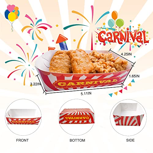 48 Pieces Carnival Party Food Trays Carnival Nacho Trays Disposable Carnival Theme Party Decorations Paper Food Boats for Festival Carnival