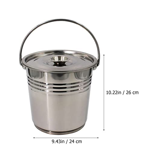 DOITOOL Garden Planters Stainless Steel Trash Can Small Recycle Trash Can Wastebasket Garbage Container Bin Milk Bucket with Handle Lid for Bathroom Kitchen Home Office Ice Bucket Pails